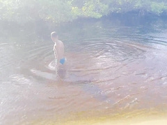 Bare and Stroking off inwards a Lagoon