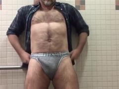 Hairy Daddy Strips and Strokes His Hard Cock 7