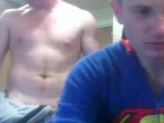 Muscular twunk John-star gives a hot hand job on webcam to a hung gay guy