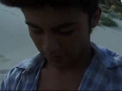 In the desert - 2 guys make super-naughty wood jack and then hefty cum-shot