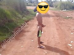 Big dick on the road between the cars