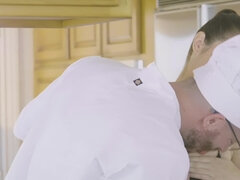 Lily Adams gets pussy licked by Mike Mancini in the kitchen