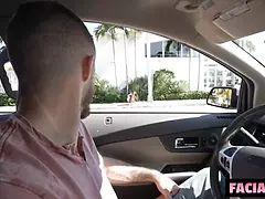 Bruinharig, Sperma shot, Hondjeshouding, Sperma in gezicht, Mager, Strak, Tieten likken, Nat