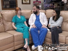 За кадром, Доктор, Мастурбация, Рыжие, Короткая стрижка, Тощие, Тату, Сиськи