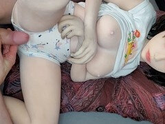 Asiatisch, Besamung, Puppe, Japanische massage, Nackt, Höschen, Muschi