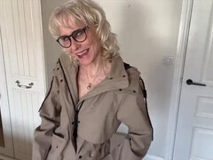 Hot Granny Jacy in Tiny Black Dress Solo Play - Amateur Masturbation in Stockings