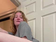 Aria Kai - tattooed blonde solo boob play on webcam