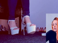 Bondage discipline sadomasochisme, Dominatie, Voeten, Hakken, Meesteres, Roodharige vrouw, Spandexonderbroek