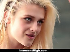 Aubrey Gold, the innocent high school girl, gets off on her teacher's hard cock