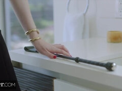 デカパイ, フェラチオ, 茶髪の, チン, 顔射, オマンコ, 馬乗り, 三人