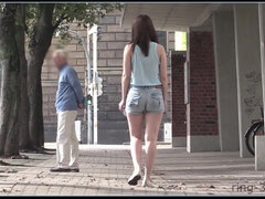 Sucer une bite, Gorge profonde, Femelle, Allemand, Hd, Naturelle, Public, Chatte