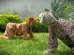 Unapproachable Lioness's lesbian wrestling sex