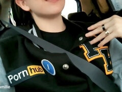 Doubtful Uber driver witnesses my naughty side as I pleasure myself in his car (I even left my thong behind!)