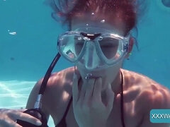 Underwater hard-core romp and oral jobs from Minnie Manga