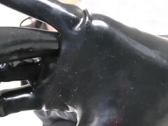 Queue, Pieds, Femme dominatrice, Gants, Humiliation, Latex, Masque, Punition