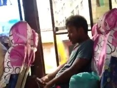 Kinky Indian dude jerks off and cums in the bus