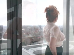 素人, デカパイ, イギリス人, 指いじり, 淫乱熟女, 天然, オーガズム, 公共