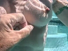 Hairy European Bikini Babe Fucks in Pool - Slow Mo Outdoor Shower & Underwater Shots