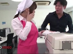 Japanese Office Lady Chihiro Akino Gives Rough Blowjob for Explosive Creampie
