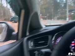 Amateur, Morena, Coche, Acercamiento, Casero, Pov, Medias largas