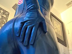 Chica, Rubia, Fetiche, Látex, Masturbación, Transexual, Solo, Tetas