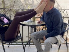 Füsse, Küssen, Lecken, Öffentlich, Schuhe, Sklave