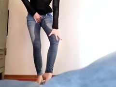 Amateur, Cul, Pétant, Fétiche, Allemand, Jeans, Pisser, Mouillée