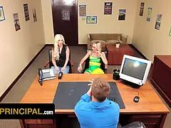 アメリカ人, デカパイ, ブロンド, Hd, オフィス, 禁句, 教師, ティーン