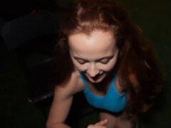 Naughty Redhead Sucks Cock In The Restaurant Kitchen