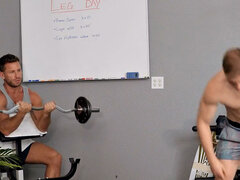 Eager athletic jock anal pounded in gym before receiving facial