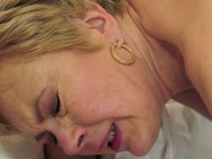 Fat granny is getting her wet pussy lips licked by a horny dude