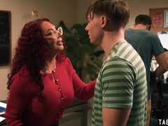 Redhead MILF teacher double penetrated