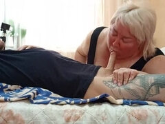 MILF Zona901 deep throat blowjob and cum swallow for son-in-law