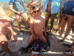 Short-haired slut bukkake outdoor video