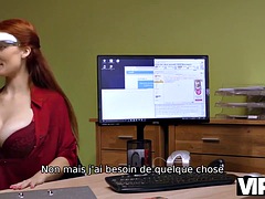 Woman on fire is obediently fucked in the office