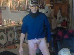 Elderly gentleman enjoys his own company with his large gay daddy member, once more