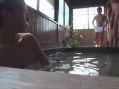 Japanese Girl Love Making Pranked By Gang Public Bath Voyeur
