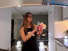 Enthousiasteling, Grote kont, Grote mammen, Vrouw, Hd, Slipje, Realiteit, Satijn