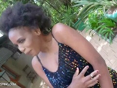 Curvy Kenyan mature model gets her dark pussy filled by a hung casting producer