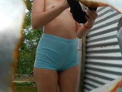 浴室, 美人, エロティック, ラティーナ, マッサージ, アウトドア, 義母, のぞき