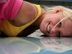 Arsch, Blondine, Auto, Jeans, Nackt, Im freien, Rock