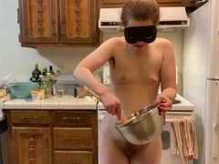 Hairy redhead makes molasses cookies naked in the kitchen for episode 75