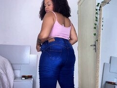 Amateur, Cul à la bouche, Belle grosse femme bgf, Gros cul, Pétant, Jeans, Solo