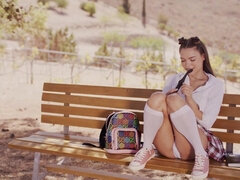 Elizabeth T is fingering herself to the limit outside