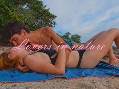 Plage, Sucer une bite, Couple, Fait maison, Orgasme, De plein air, Public, Rousse roux