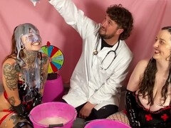 Amateur, Médico, Guantes, Lencería, Trio