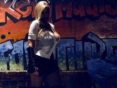 Большие сиськи, Блондинки, Ботинки, Перчатки, Каблуки, Огромные размеры, Соло, Сиськи