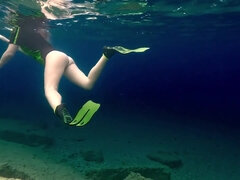 No Panties Underwater At Public Beach # Butt Plug On N Panties Off