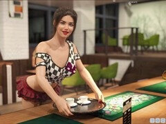 Curvy brunette with big boobs in a wild adult visual novel