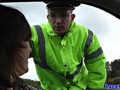 フェラチオ, ブーツ, イギリス人, エロ熟女, ヨーロピアン, 顔射, 熟年, 淫乱熟女